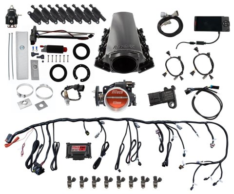 FiTech Ultimate LS EFI 500 HP Fuel Injection Systems 78607 Injection, LS, Tall Master Kit 70007 w/ 50015 In-Tank Module, 54001 regulator, w/ coil pack set