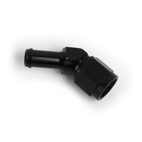 FiTech Go Fuel Adapter Fittings 55011 Fitting and Adapter, Fitting, 45 degree, Aluminum, Black, -6 AN Female AN, 3/8 in. Hose Barb, Each