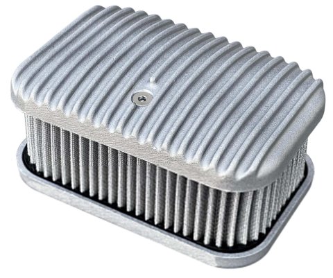 FiTech Fuel Injection Air Cleaners 42400 D-Shaped Cleaner Kit, 3x2 EFI Systems - Cast Finish/Finned Top, Cotton Gray Filter and Hardware