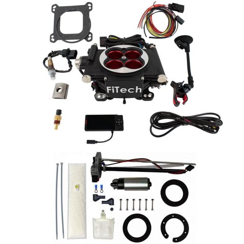 FiTech Go EFI 4 PA 600 HP System Fuel Injection Master Kits 36104 Power Adder Matte Black With 255 LPH In-Tank Kit