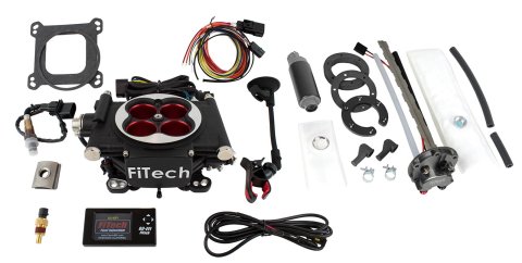 FiTech Go EFI 4 600 HP Self-Tuning Fuel Injection Systems with In-Tank Modules 36204 System, 4, Throttle Body, Power Adder, Pump Module, Wiring Harness, Hardware, Cast Style Finish, Kit