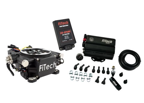 FiTech Go EFI 4 600 HP Self-Tuning Fuel Injection Systems 93552 Systems, Matte Black System With Force Mini Delivery Master Kit and Spark CDI Box