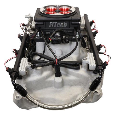 FiTech Go Port EFI Complete Fuel Injection Systems 30202 System, EFI, Offenhauser Intake Manifold, 500 HP Max, Satin Black Throttle Body, Injectors, ECM, 351W Small Block Ford, Kit