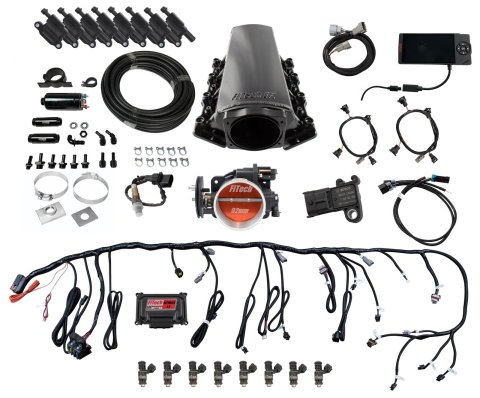 FiTech Ultimate LS EFI 500 HP Fuel Injection Systems 78107 Injection, LS, Tall for LS1/LS2/LS6 - 500HP w/ Trans Control w/Inline Pump Kit, w/ coil pack set