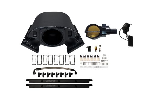 FiTech Ultimate Rebel LS 750 HP EFI Loaded Intake Manifold Kits 70069 Manifolds, Loaded, Short Cathedral, Aluminum, Black Anodized, Throttle Body, Injectors, Sensors, Chevy, Kit