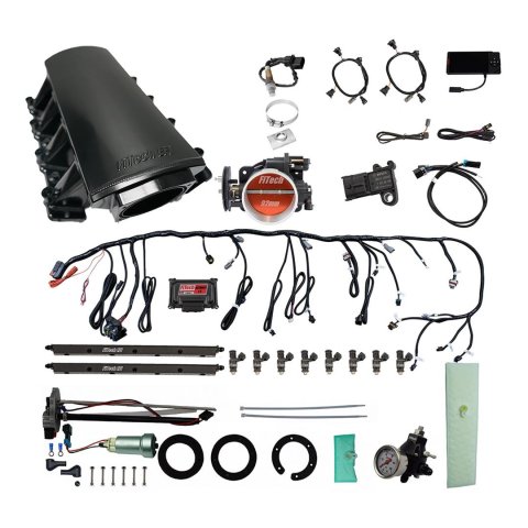 FiTech Ultimate LS EFI 500 HP Fuel Injection Systems with Go In-Tank Module 76115 Systems, System With Short LS7 Port Intake, In Tank 440 LPH Pump & Regulator Master Kit