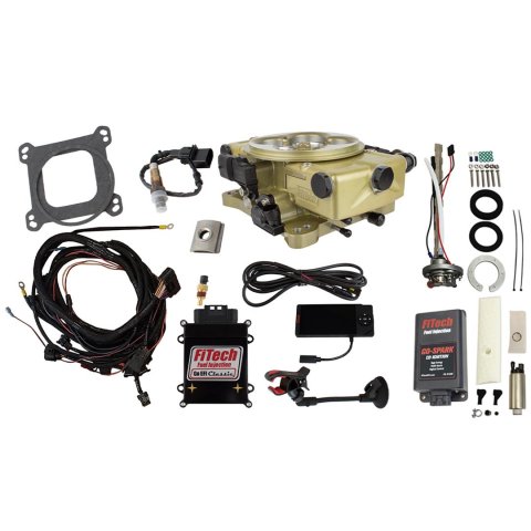 FiTech Go EFI Classic 650 HP System Regulated In-Tank Pump/Go-Spark Fuel Injection Master Kits 96320 Gold With 340 LPH & Spark CDI Box Kit