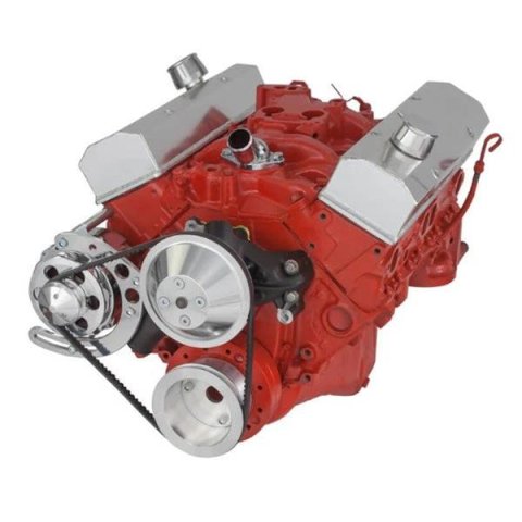 BluePrint Engines Accessory Drive Systems BPP350FDE2 Systems,V-Belt, Single Groove, Alternator, Water Pump, Pulleys, Aluminum, Natural Finish, Brackets, Hardware, Chevy, Small Block, Kit