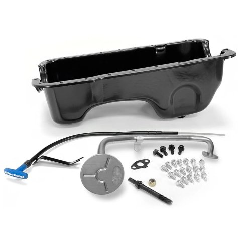BluePrint Engines Oil Pans BPP302RSPAN Pan, Rear Sump, Steel, Black, Pickup, Dipstick, Gaskets, Ford, Small Block, Kit