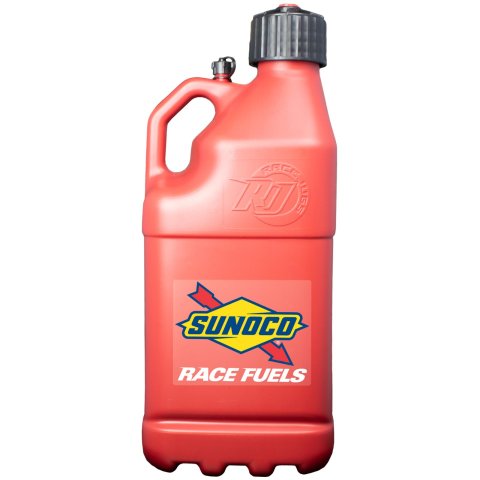 5 Gallons Sunoco Race Jug M7500RD Utility Jug, Gallons, Rectangular, Polyethlene, Red, Black Cap, Each