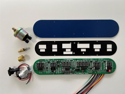 Intellitronix Universal LED Digital Gauge Panels DP10002R RED Six Panel Kit (Universal) Includes all senders except fuel, 13-3/4" wide, 3" High and 3