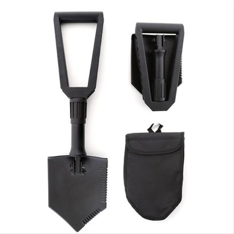 Smittybilt Tri-Fold Shovels S/B2728 Shovel, Tri-Fold, Carbon Steel Shovel Head, Black Nylon Handle, Storage Bag, Each