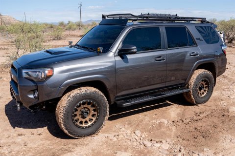 Raptor Series 6 in. OEM-Style Slide Track Oval Running Boards for 1999-2016 F-250 SUPER DUTY, F-350 DUTY - 1703-0343BT Boards, Tread Step, OEM-Style, Aluminum, Black, Textured, Extended Cab, Ford, Pair