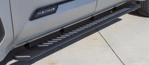 Raptor Series 5 in. OEM Style Full Tread Slide Track Running Boards for 2005-2025 FRONTIER - 2207-0589BT Boards, Step, OEM-Style Aluminum, Black, Textured, Crew Cab, Nissan Frontier, Pair