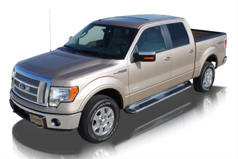 Raptor Series 7 in. SSR Stainless Steel Running Boards for 2009-2014 F-150 - 1303-0096 Boards, Steel, Cab Position, Polished, 88.970 Length, Ford, Pair