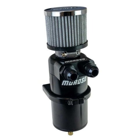Moroso Oil Catch Cans 85415 Billet Breather Tank Can, Dual Inlet, Black, -10AN