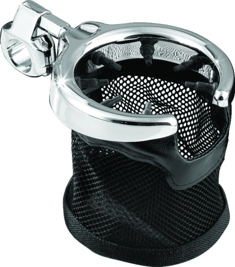 Kuryakyn Drink Holder with Mesh Basket 1 inch Clamp Chrome
