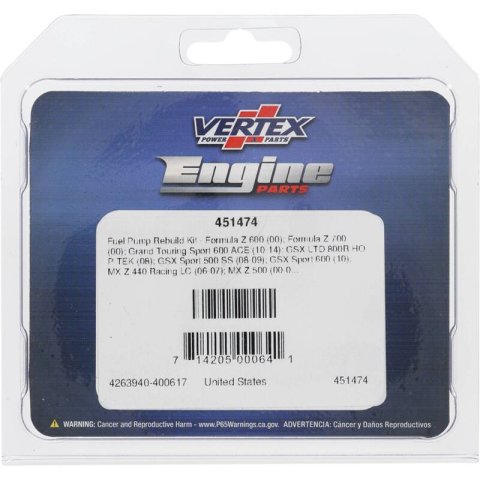 Vertex Gaskets 02-06 Arctic Cat ZR 440 Sno-Pro Fuel Pump Rebuild Kit