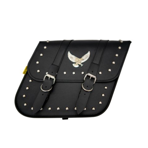 Willie & Max Universal Studded Series Compact Slant Saddlebags (12 in L x 9.5 in W x 5.5 in H)-Black