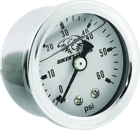 Bikers Choice White Face Liquid Filled Oil Pressure Gauge 0-60 Psi 1/8 NPT
