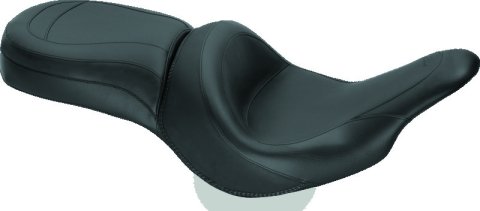 Mustang 00-15 Harley Softail Std Rear Tire Wide Touring Solo Seat w/Driver Backrest w/Studs - Black