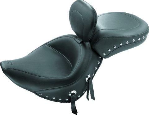 Mustang 06-17 Harley Softail Wide Tire(200mm)Wide Tour Solo Seat w/Driver Backrest Studs - Black