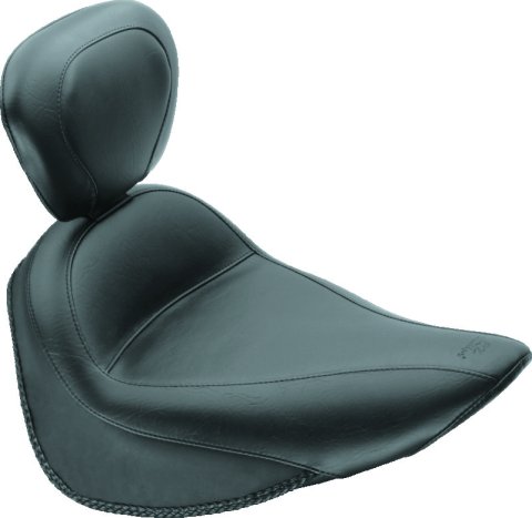 Mustang 84-06 Harley Standard Rear Tire Standard Touring Solo Seat w/Driver Backrest - Black