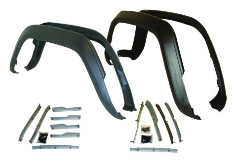 Crown Automotive Fender Flare Master Kits for 1984-1996 CHEROKEE - 5AGK-M Flares, Front and Rear, ABS Plastic, Flat Black, 2.00 in. Width, Hardware, Brackets, Jeep, Kit