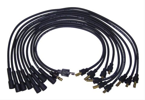 Crown Automotive Spark Plug Wire Sets 4419358 Wires, Assembled, 7.00mm, Spiral Core, Black, Dodge, 5.2L, 5.9L, Set