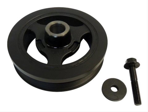 Crown Automotive Harmonic Balancers for 2008-2010 GRAND CARAVAN, TOWN & COUNTRY, 2007-2011 WRANGLER - 4666099AB Balancer, Nodular Iron, Black Powdercoated, Dodge, Jeep, Each