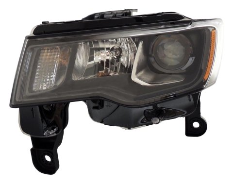 Crown Automotive Headlight Assemblies for 2016-2020 GRAND CHEROKEE - 68266647AD Assemblies, Right Side, with Halogen Headlight, Dark Bezel, Jeep, Each
