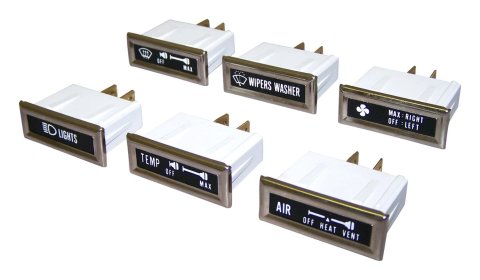 Crown Automotive Dashboard Indicator Lamps for 1976-1983 CJ5, 1976-1986 CJ7, 1981-1985 SCRAMBLER - 5752813K Lamps, Chrome Bezels, Jeep, Set