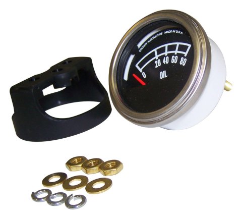 Crown Automotive Restoration Gauges J5460640 Gauge, Restoration, Oil Pressure, Black Face, 4-terminal, Jeep, Each