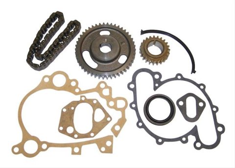 Crown Automotive Timing Chain Sets 3185270K and Gears, Single Roller, Steel Sprockets, Jeep, 304, 360, 401, Kit