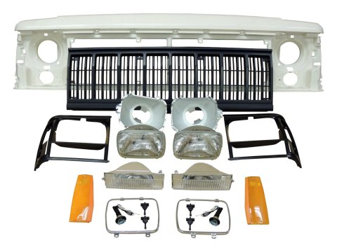 Crown Automotive Header Panels for 1991-1996 CHEROKEE - 55054945K Panel, Plastic, Black, Grille, Headlamps, Lenses, Bezels, Jeep, Kit