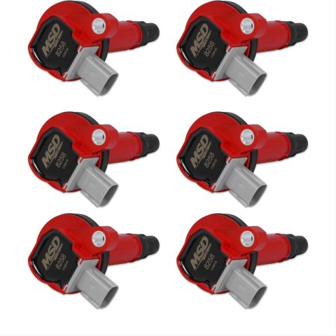 MSD Direct Replacement Ignition Coil Packs 82586 Coil, Replacement, Red, Gray Connector, Ford, 3.5L, Ecoboost, Set of 6