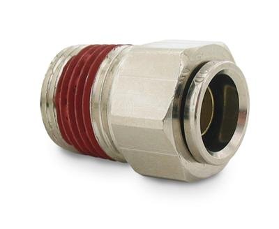 Air Lift Push to Connect Fittings 21839 Fitting, Easy Street Management, Straight, Brass, Nickel Plated, 1/4 in. Compression, 1/8 in. NPT Male