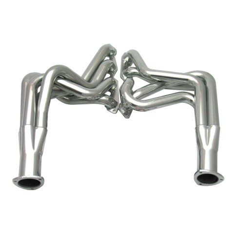 Doug's Headers D332 Headers, Long Tube, Steel, Silver Ceramic Coated, Chevy, Pontiac, Pair