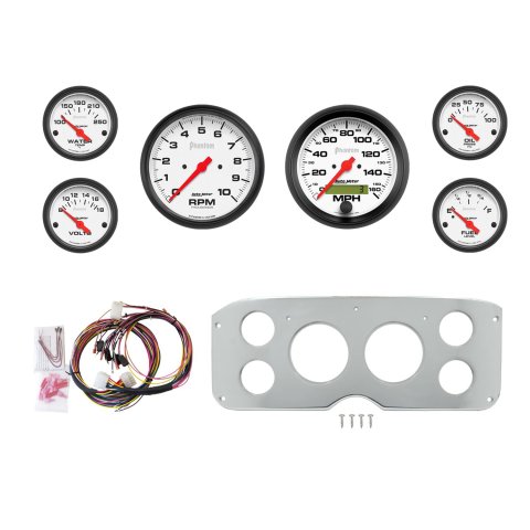 AutoMeter Phantom 55-59 GMC Truck Direct-Fit Billet Panel/Gauge Kit - 3-3/8in. (x2) & 2-1/16in. (x4)