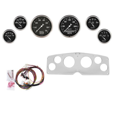 AutoMeter Old Tyme Black 54-55 GMC Truck Billet Panel/Gauge Kit - 3-1/8in. (x2) & 2-1/16in. (x4)