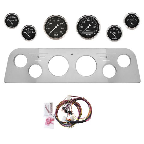 AutoMeter Old Tyme Black 60-61 GMC Truck Billet Panel/Gauge Kit - 3-1/8in. (x2) & 2-1/16in. (x4)