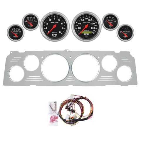 AutoMeter Sport-Comp 64-66 Chevy Truck Billet Panel/Gauge Kit - 3-3/8in. (x2) & 2-1/16in. (x4)
