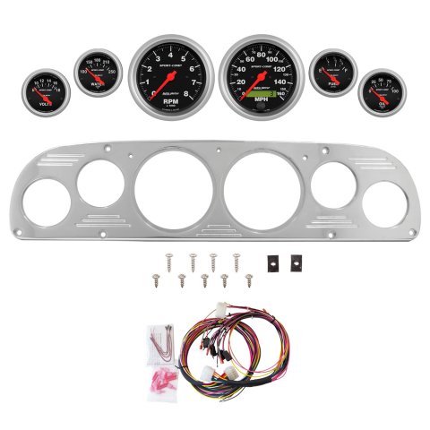 AutoMeter Sport-Comp 57-60 Ford Truck Billet Panel/Gauge Kit - 3-3/8in. (x2) & 2-1/16in. (x4)