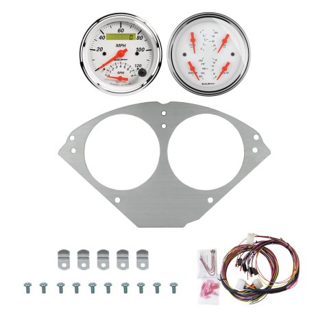 AutoMeter Arctic White 55-56 Chevy Car Direct-Fit Billet Panel/Gauge Kit - 3-3/8in. (x2)