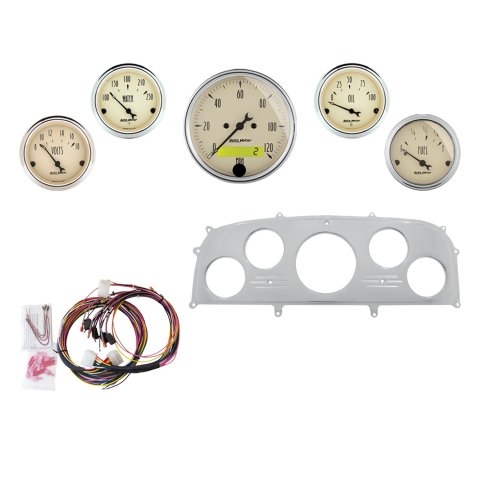 AutoMeter Antique Beige 1959 Ford Galaxie Billet Panel/Gauge Kit - 3-1/8in. (x1) & 2-1/16in. (x4)