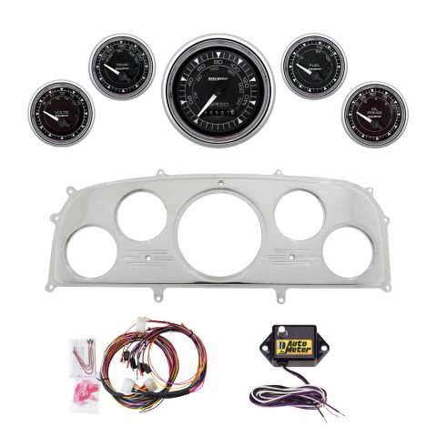 AutoMeter Chrono Chrome 1959 Ford Galaxie Billet Panel/Gauge Kit - 3-3/8in. (x1) & 2-1/16in. (x4)