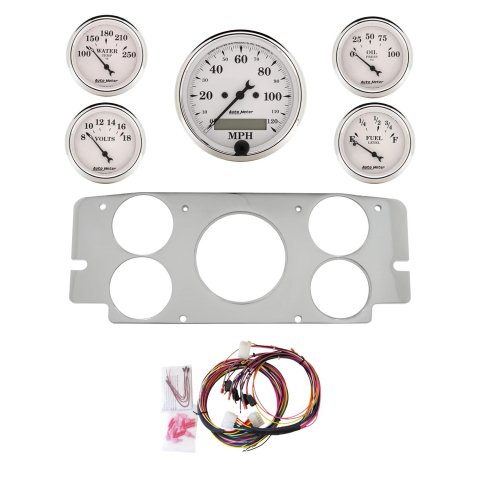 AutoMeter Old Tyme White 57-60 Ford Truck Billet Panel/Gauge Kit - 3-1/8in. (x1) & 2-1/16in. (x4)