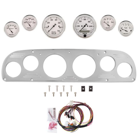 AutoMeter Old Tyme White 57-60 Ford Truck Billet Panel/Gauge Kit - 3-1/8in. (x2) & 2-1/16in. (x4)