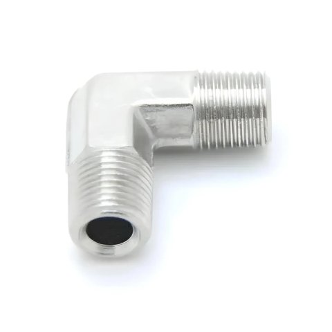 Nitrous Outlet Couplers 00-01300-B Fitting, Coupler, Union, NPT to NPT, 90 Degree, Aluminum, Nickel Plated, 1/8 in. NPT, 1/8 in. NPT, Each