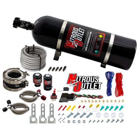Nitrous Outlet Oxide Systems 00-10050-15 Systems, Interspooler 3" Boosted Collar System - Gas/E85 (45-55psi)(50-200HP)(15lb Bottle)